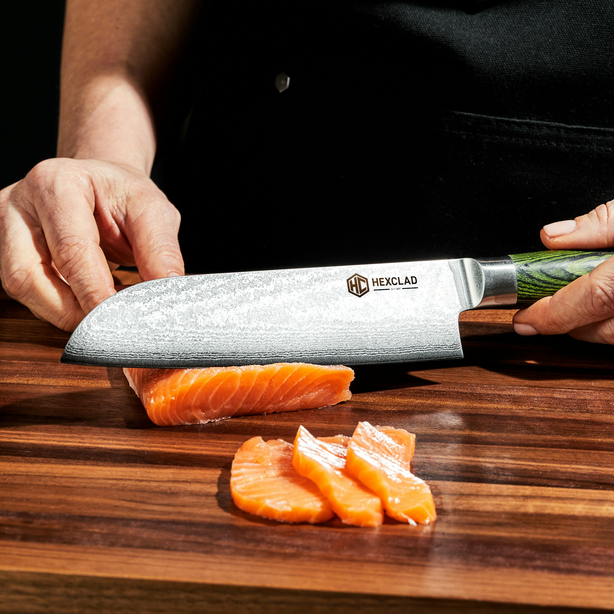 Damascus Steel Knife Set, 7-pc (Green)